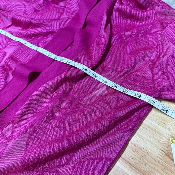 Fuzzi NWT Fuchsia Floral Jacquard Belted Cardigan Size XS Bouganvilla Pink Italy - Picture 7 of 8
